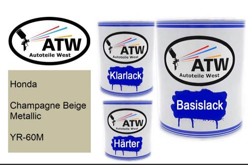 Honda, Champagne Beige Metallic, YR-60M: 1L Lackdose + 1L Klarlack + 500ml Härter - Set, von ATW Autoteile West.